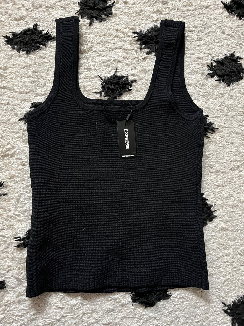 Express size small. Body Contour Black Square-Neck Ribbed Tank Top - Picture 7 of 7